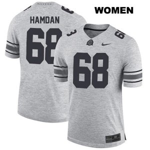 Women's NCAA Ohio State Buckeyes Zaid Hamdan #68 College Stitched Authentic Nike Gray Football Jersey JF20Z02FC